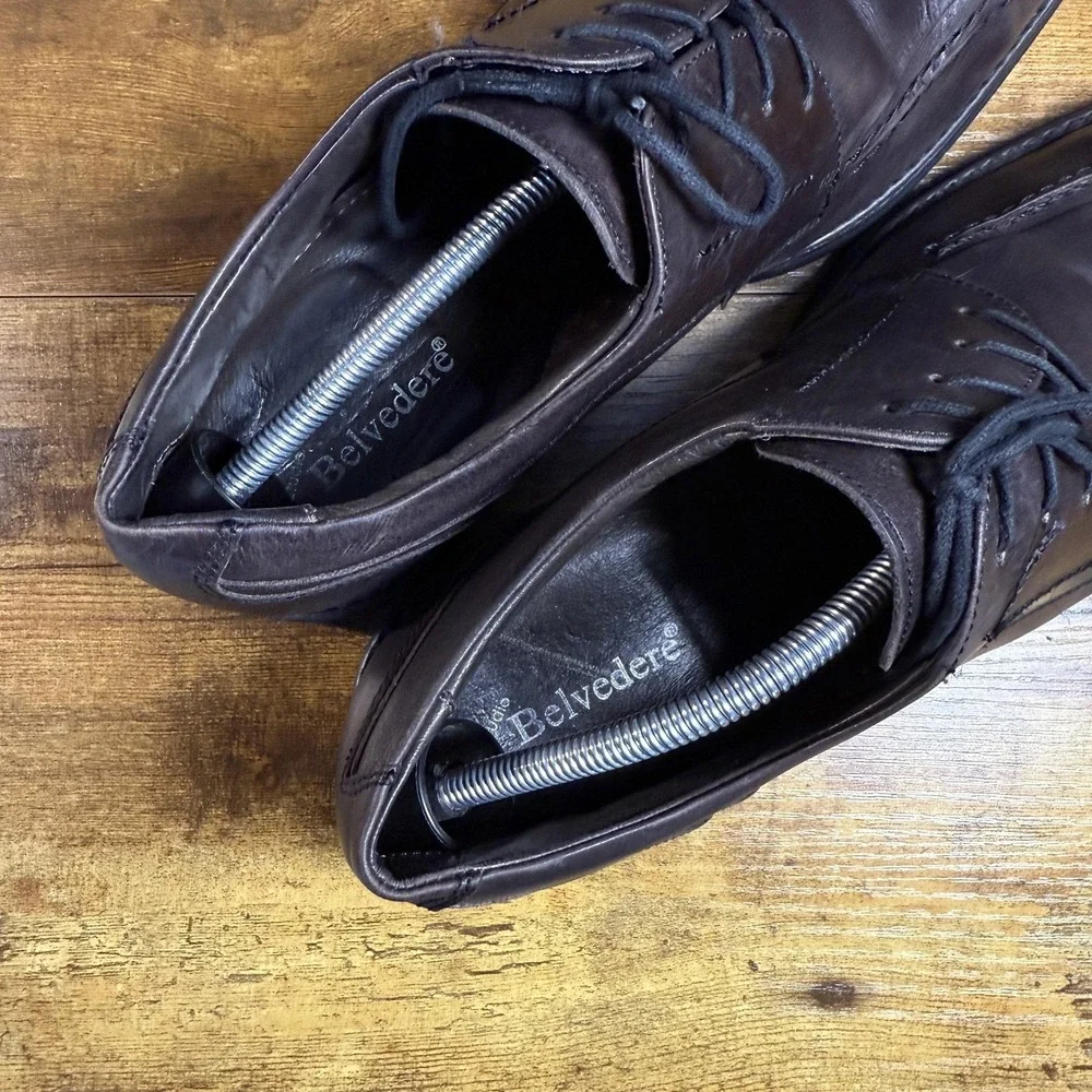 Studio Belvedere King Brown Leather Square Toe Oxford Dress Shoes Mens 12D